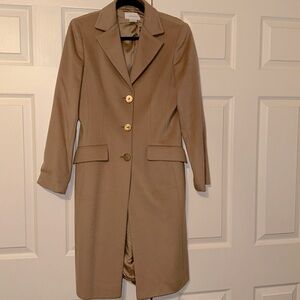Camel long coat , virgin wool with lining made in Italy